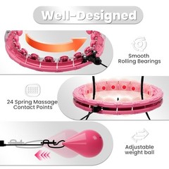 Weighted Hula Infinity Fitness Hoop for Adult Weight Loss, 2 in 1 Smart 28-Pink