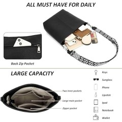 TANTOMI Crossbody Bags for Women Trendy Vegan Leather Purses and Hobo Black