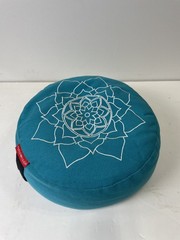 Peace Yoga Meditation Buckwheat Bolster Pillow – 13″ Teal – Gently Used