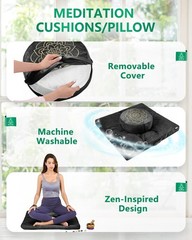 Velvet Meditation Pillow – Large Round Zafu, Buckwheat Filled, Ergonomic
