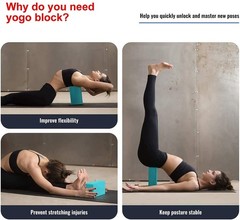 Yoga Blocks 9”x6”x3”, 4 Pack High Density Yoga Brick Foam Blocks to Improv…