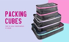 Miamica Malibu Babe Packing Cubes for Travel, 3-piece Organizing Set – Pink