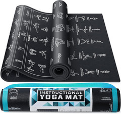 Instructional Yoga Mat with Carrying Strap: Cute Yoga Mat with 75 Illustrated Yo