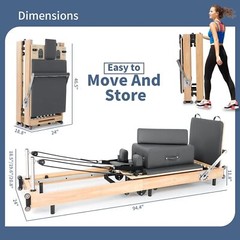 SLSY Pilates Reformer Foldable Machine Equipment for Home Gym Aerobic Exercise