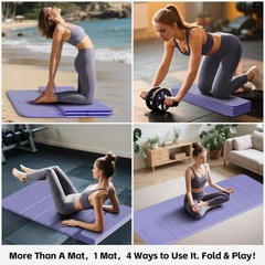 Foldable Yoga Mat, Extra Thick 10mm, 76″x26″Extra Long