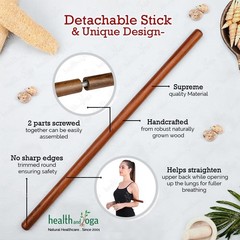 HealthAndYoga™ StretchNHeal Multi-Use Wooden Yoga Stick – Portable Posture Co…