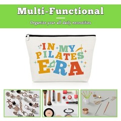Pilates Makeup Bag Lover Gifts Yoga Presents for Women Off White
