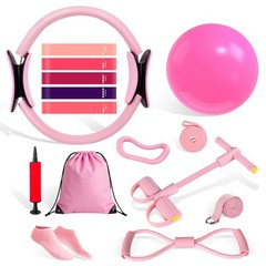 Pilates Kit for , 15-Piece Ultimate Pilates Set with Pink Pilates Ring, , Res…