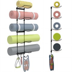 Yoga Mat Holder Wall Mount, Wall Rack Organizer, Storage Foam Roller and Bloc…