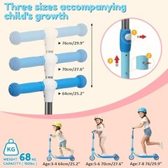 Three Wheel Scooter for Kids 2-5, Light Up Princess Scooters with Blue