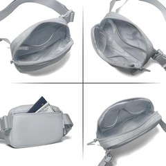 Belt Bag Fanny Pack Crossbody Bags for Women Two-Way Zip Closure Fashion Grey