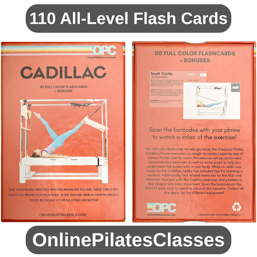 OnlinePilatesClasses Pilates Reformer Exercise Card Deck – 110 All-Level Cards