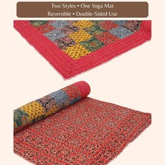 Yoga Meditation Mat Handmade Cotton Kantha Patchwork Foldable Gym Travel Bag