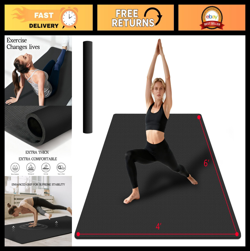 Extra Large Non-Slip Yoga Mat – Thick Durable Exercise Mat for Home Workout, Pil