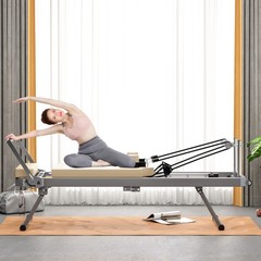 330lbs Foldable Pilates Reformer Machine w High Strength Alloy Springs for Home