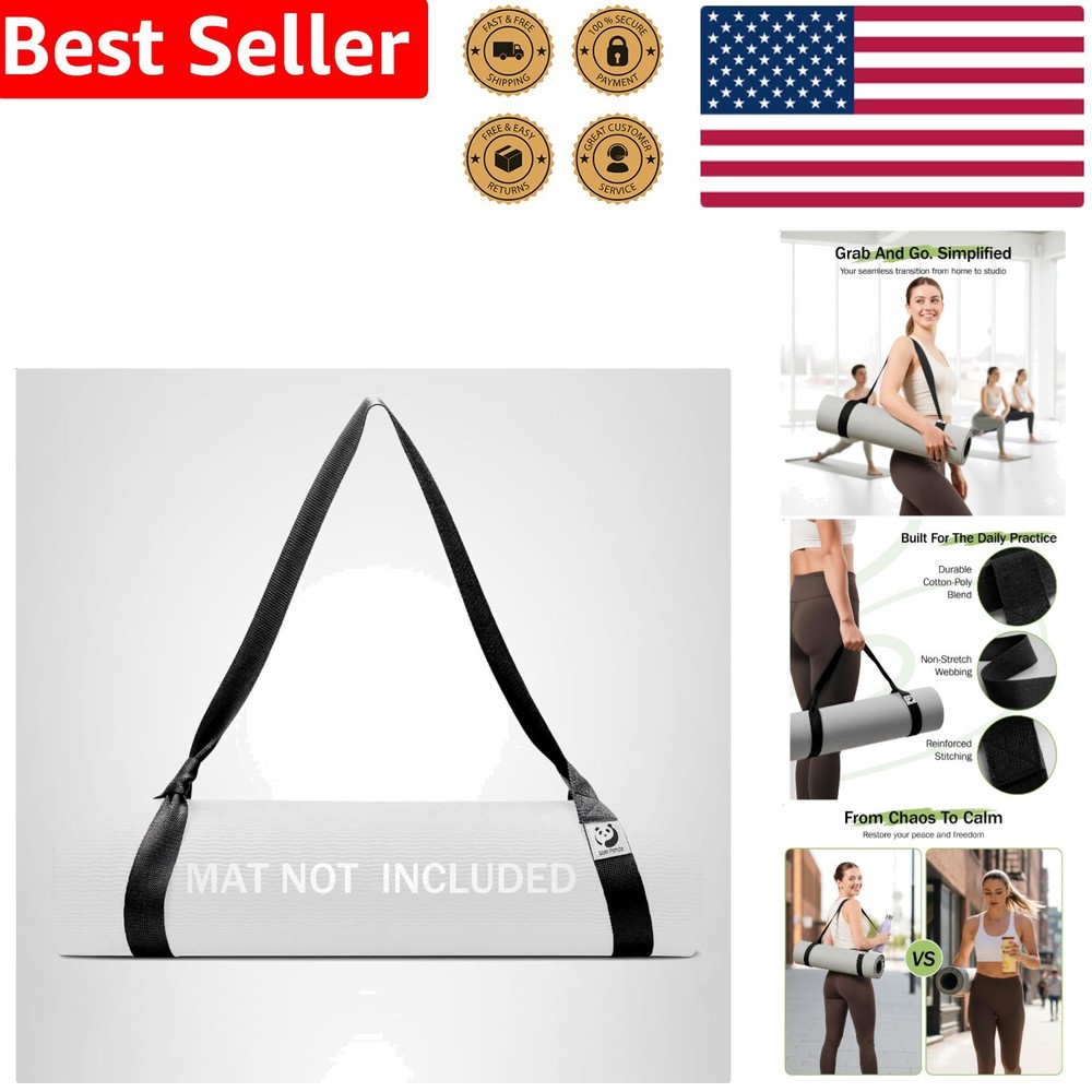 Yoga Mat Strap Adjustable Cotton Carrier Sling Black Durable Portable Secure …