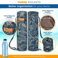 LARGE Yoga Mat Bag fits mats 1/4″ to 2/5″ (7-10mm) thick and 27″ x 6.5″ rolle…