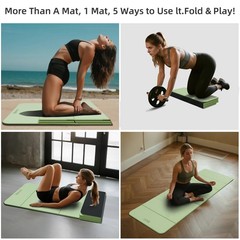 Foldable Yoga Mat, 71″x24″x1/3″ Thick, Non Slip Exercise Mat