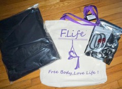 F.Life Aerial Silks Kit – 11 yds fabric, swivel, MOUNT PLATE, straps, carabiners