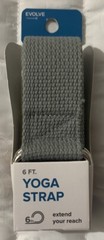Evolve Yoga Strap Gray 6 Feet Machine Washable 100% Polyester Durable D-Ring New