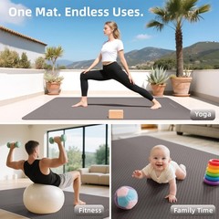 Extra Large Yoga Mat – 72″x48″ or 78″x57″, Non-Slip TPE Exercise Mat for & Me…