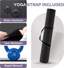 Extra Thick Non-Slip Yoga Mat, 10MM Eco-Friendly Rubber with Strap for Home Work