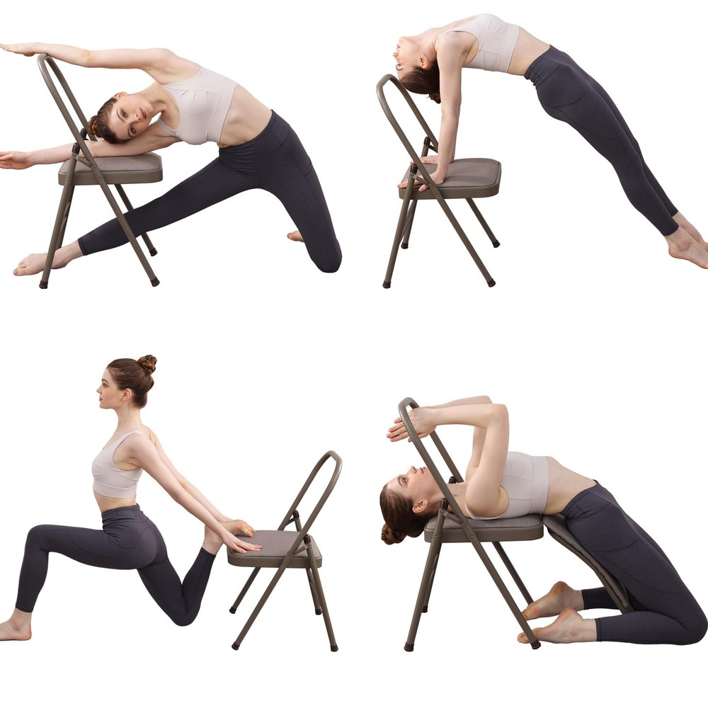 BODYRHYTHM Yoga Auxiliary Chair with Lumbar Back Support for Abs & Core, Bala…