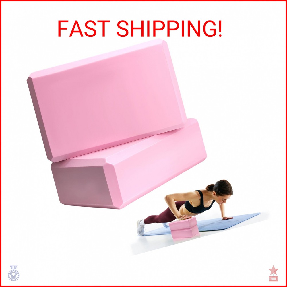 2 Pcs Yoga Blocks, 9″x6″x3″ Foam Blocks Yoga Props for Pilates Stretching and Me
