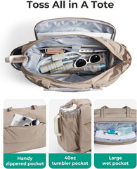 Yoga Mat Bag for Women, 22L Puffer Gym Bag for 40Oz Tumbler, Work Tote Handbag f