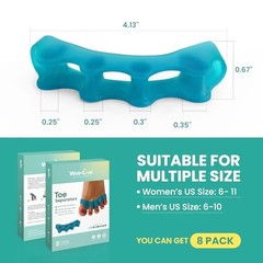 Silicone Toe Separators for Correct Bunion – 8 Pack Toe Spacers for Feet Men