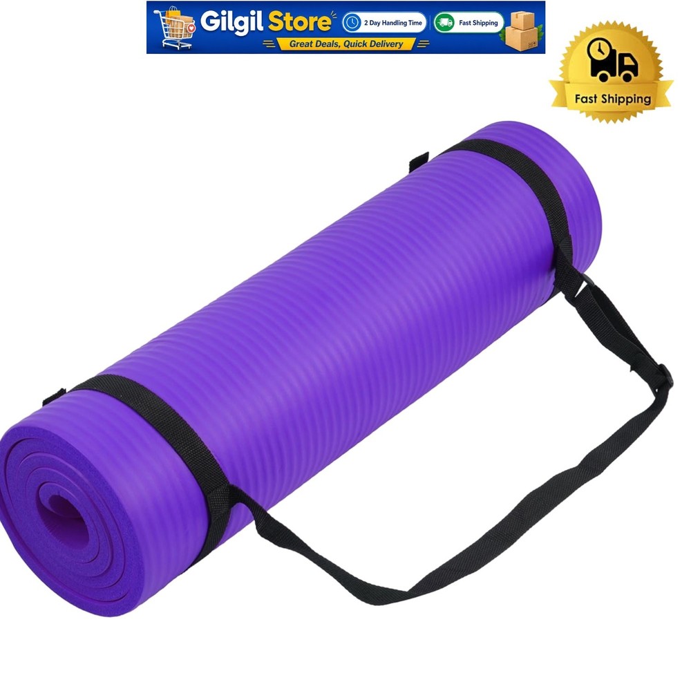 1/2-Inch Extra Thick High Density Non-Slip Yoga Mat with Carrying Strap – 71″