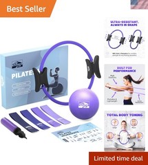 Pilates Ring Set, Pilates Essentials Kit with Pilates Ring and Ball, 3 Resist…