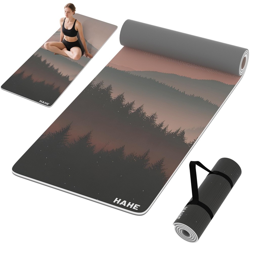 Yoga Mat Thick (8MM,1/3″), Eco-Friendly POE Non Slip Yoga Mat, High Rebound &…