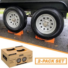 Camper Leveler 2-Pack Kit | Curved RV Levelers with Trailer Wheel Chocks