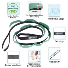 Half-Elastic Stretch Straps with 11 Loops, Stretching Strap for Physical Ther…