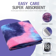 Eunzel Yoga Towel,Hot Mat Towel with Grip Dots 72″ x 24″, Purple & Blue