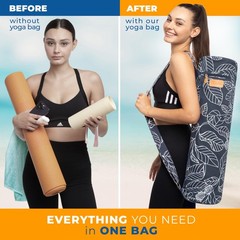 LARGE Yoga Mat Bag fits mats 1/4″ to 2/5″ (7-10mm) thick and 27″ x 6.5″ rolle…