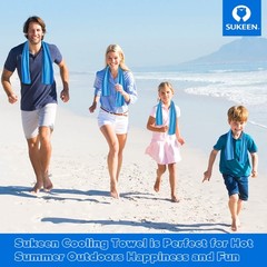 Sukeen 4 Pack Cooling Towels (40″x12″), 40″ x 12″, Blue/Grey/Royal Blue/Black