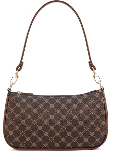 Shoulder Bag for Women Retro Vegan Leather Classic Clutch Tote Brownflower