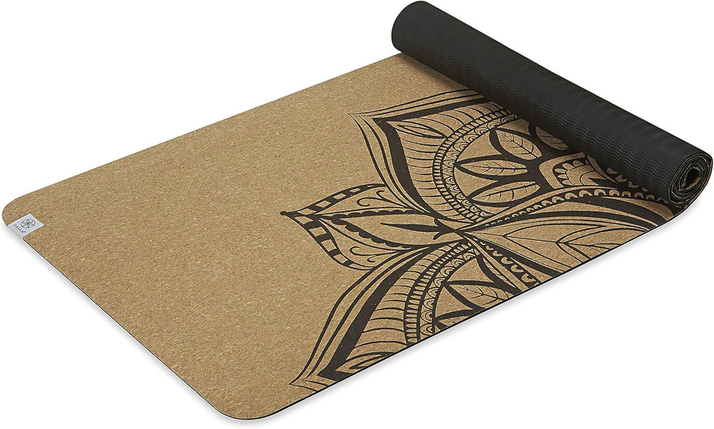 Gaiam Cork Yoga Exercise Mat | Natural Sustainable Cork Resists Sweat and Odors