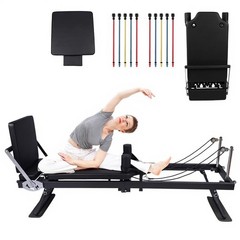 Foldable Pilates Reformer Machine with Wheels Adjustable Armrests Headrest🔥
