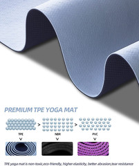 COOLMOON 1/4 Inch Extra Thick Yoga Mat Double-Sided Non Slip,Yoga Gray