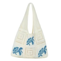 Crochet Tote Bag for Women, Aesthetic Crochet Mesh Beach Tote Db-sea Turtle