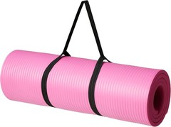 Amazon Basics Extra Thick Exercise Yoga Mat, 1/2 Inch, with Carrying Strap, Pink