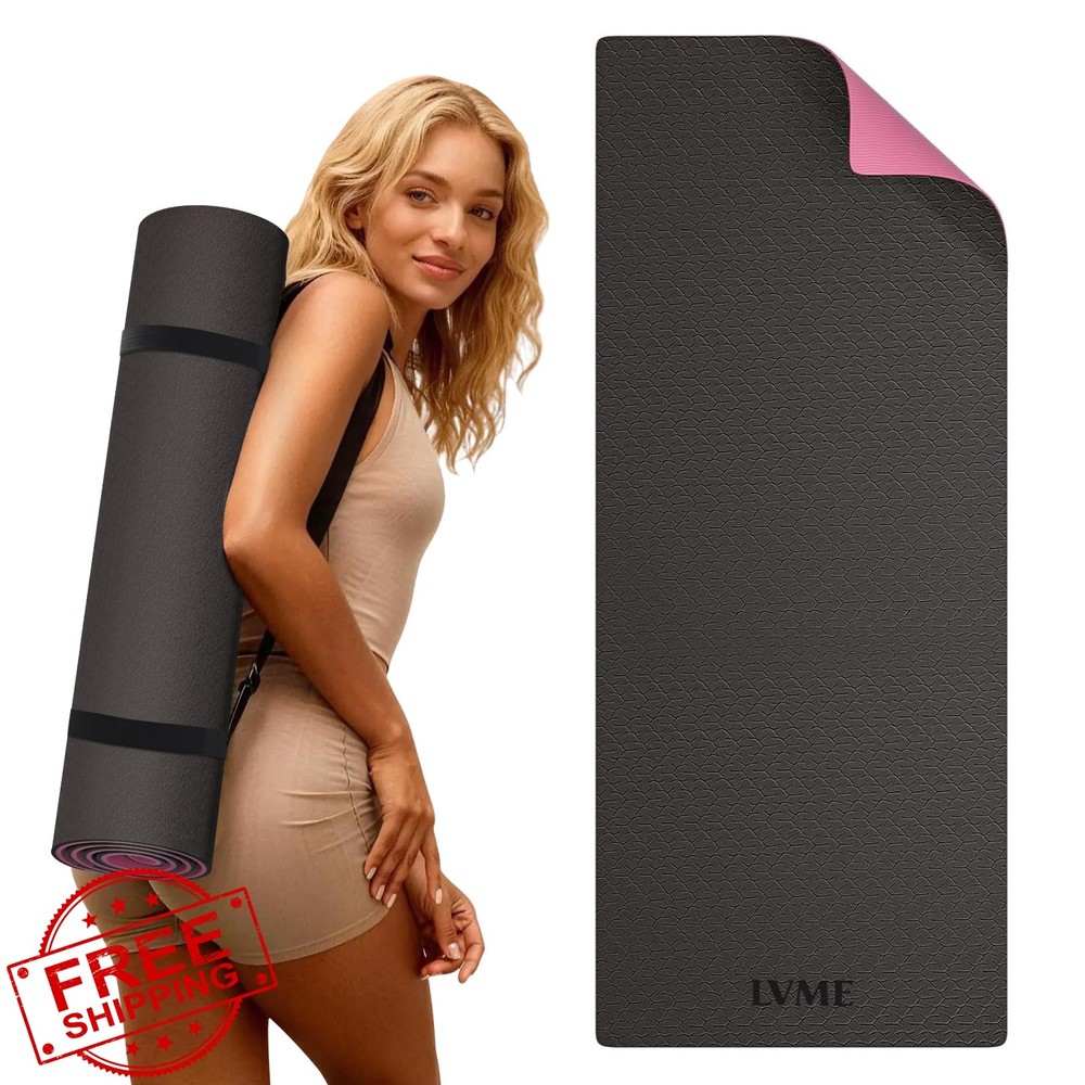 lvme Yoga Mat Black Crimson 0.4″