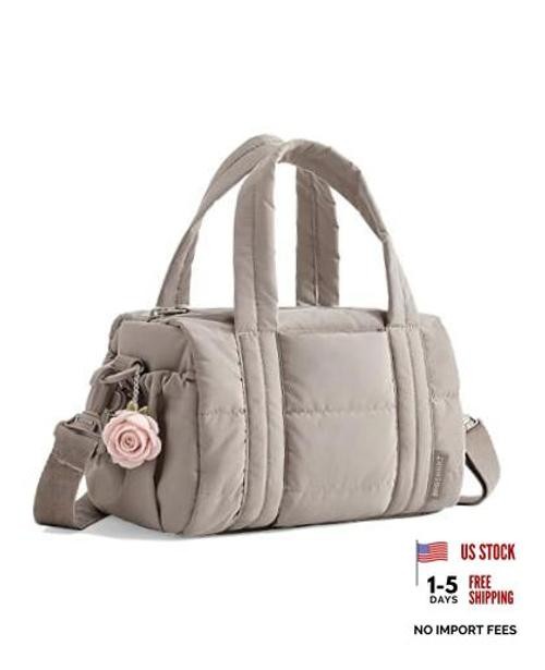 Reiki Gym Bag for Women Puffy Yoga Mat Travel Weekender Mini 5L 5L-Latte Brown
