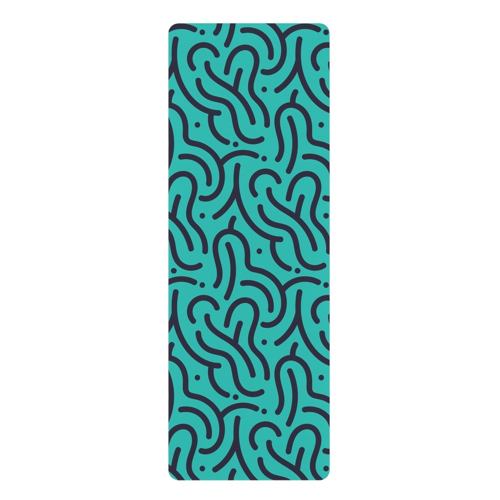 Premium Rubber Yoga Mat with Abstract Pattern (Blue) | Non-Slip & Lightweight