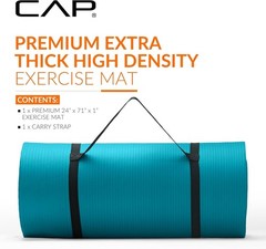 Extra Thick 1 Inch Yoga Mat in Teal High Density Foam Perfect for All Exercises