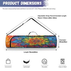 Mandala Yoga Mat Bag Carrier Full-Zipper Extra Large Size 20cm*76cm Adjustabl…
