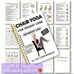 Chair Yoga for Weight Loss – 30-Day Workout Book, Senior Yoga, Low Impact + Gift